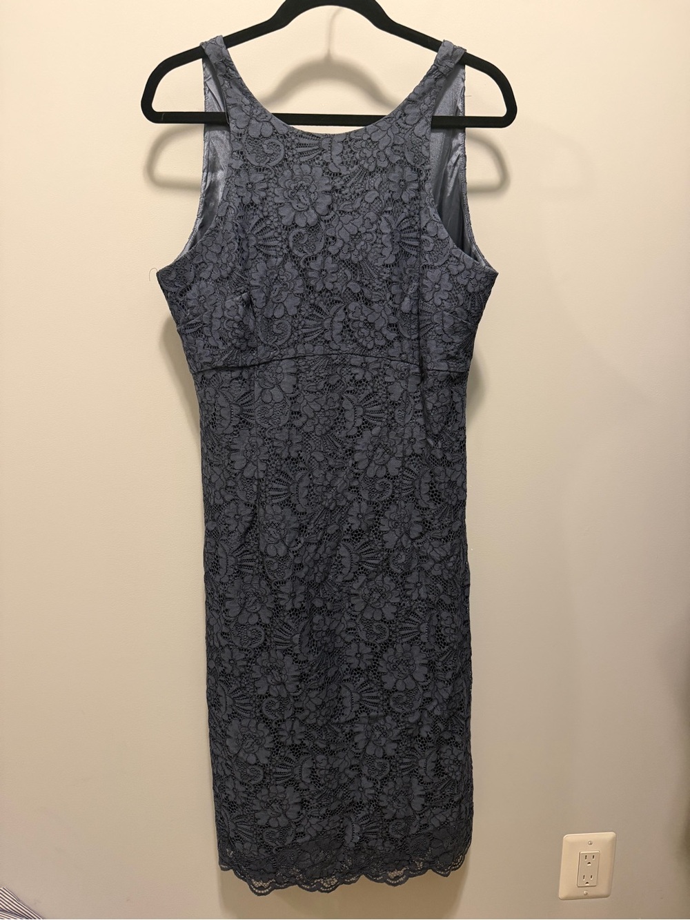 White House Black Market Slate Blue Lace Sheath Dress